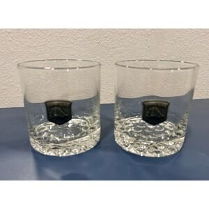 Cutty Sark‎ VTG Real McCoy Rocks Glass Set of 2 Pewter Medallion Bubble Bottom